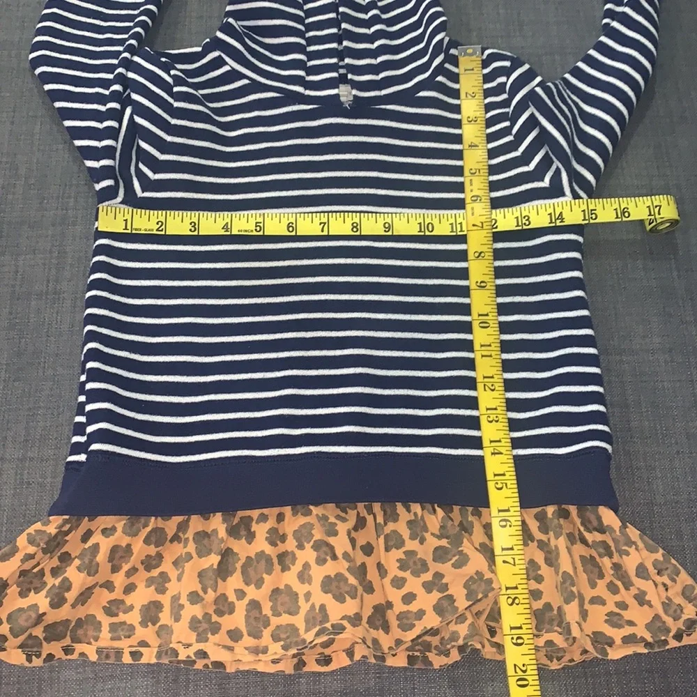 Tucker + Tate Pullover Top Hoodie with Ears Blue White 8 Stripes Animal Print